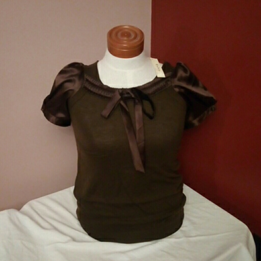 Brown Sweater w/Sateen detail
